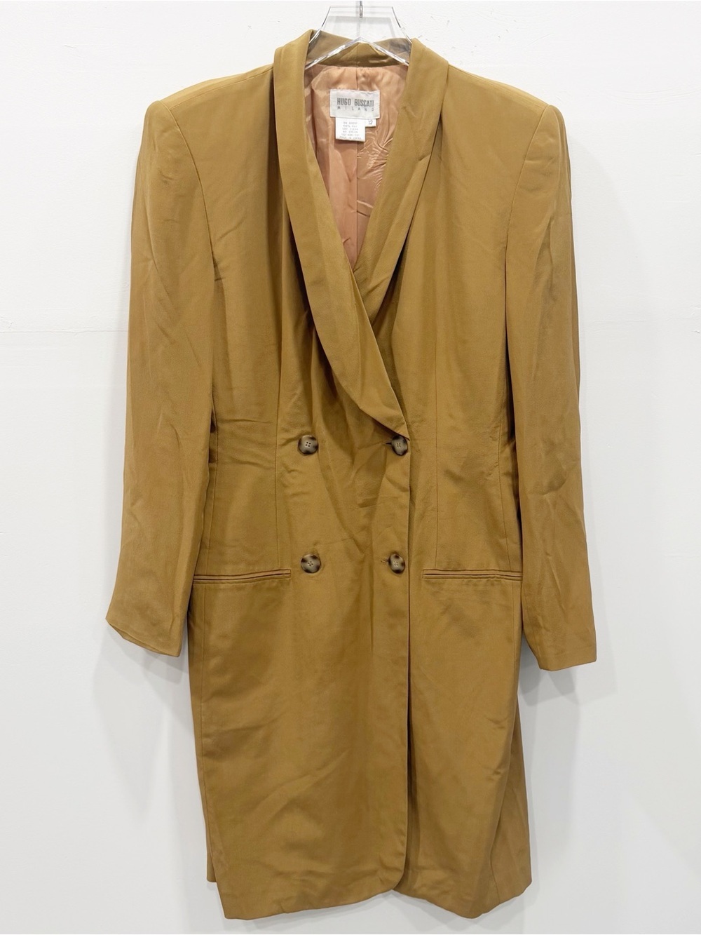 Hugo Buscati Milano Silk Long Sleeve Double Breasted Blazer Dress Size 12